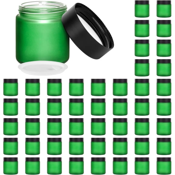 4 oz Glass Jars with Lids, Large Empty Jars, Airtight Cosmetic Containers for Candle Making, Lotions, Ointments, Bulk Storage, DIY Crafts (36, Green Frosted)