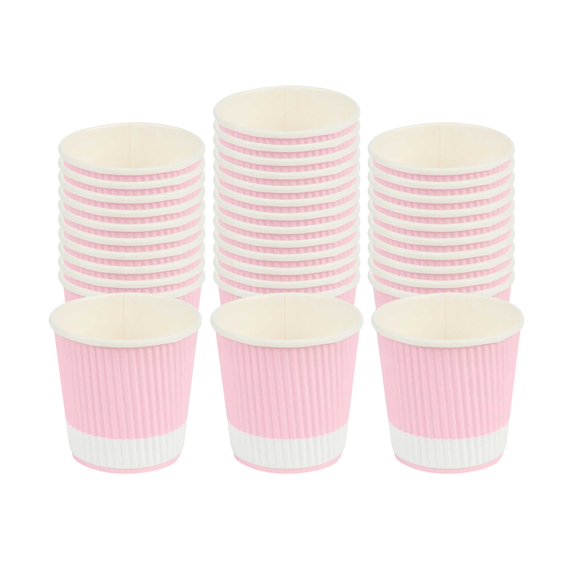 4 oz Light Pink Paper Coffee Cup - Ripple Wall - 2 1/2" x 2 1/2" x 2 1/4" - 500 count box