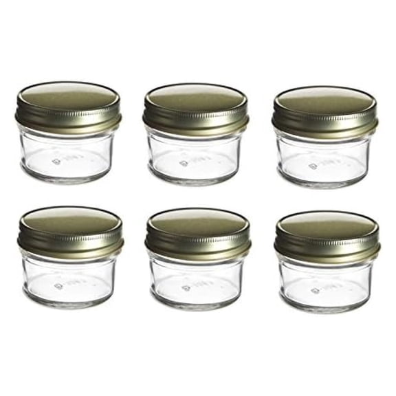 4 oz Mason Jars with Lids (6 Pack) - Small Glass Jars for Canning, Wedding Favors, Baby Food, Spice Storage - 2.5" Wide x 2" High