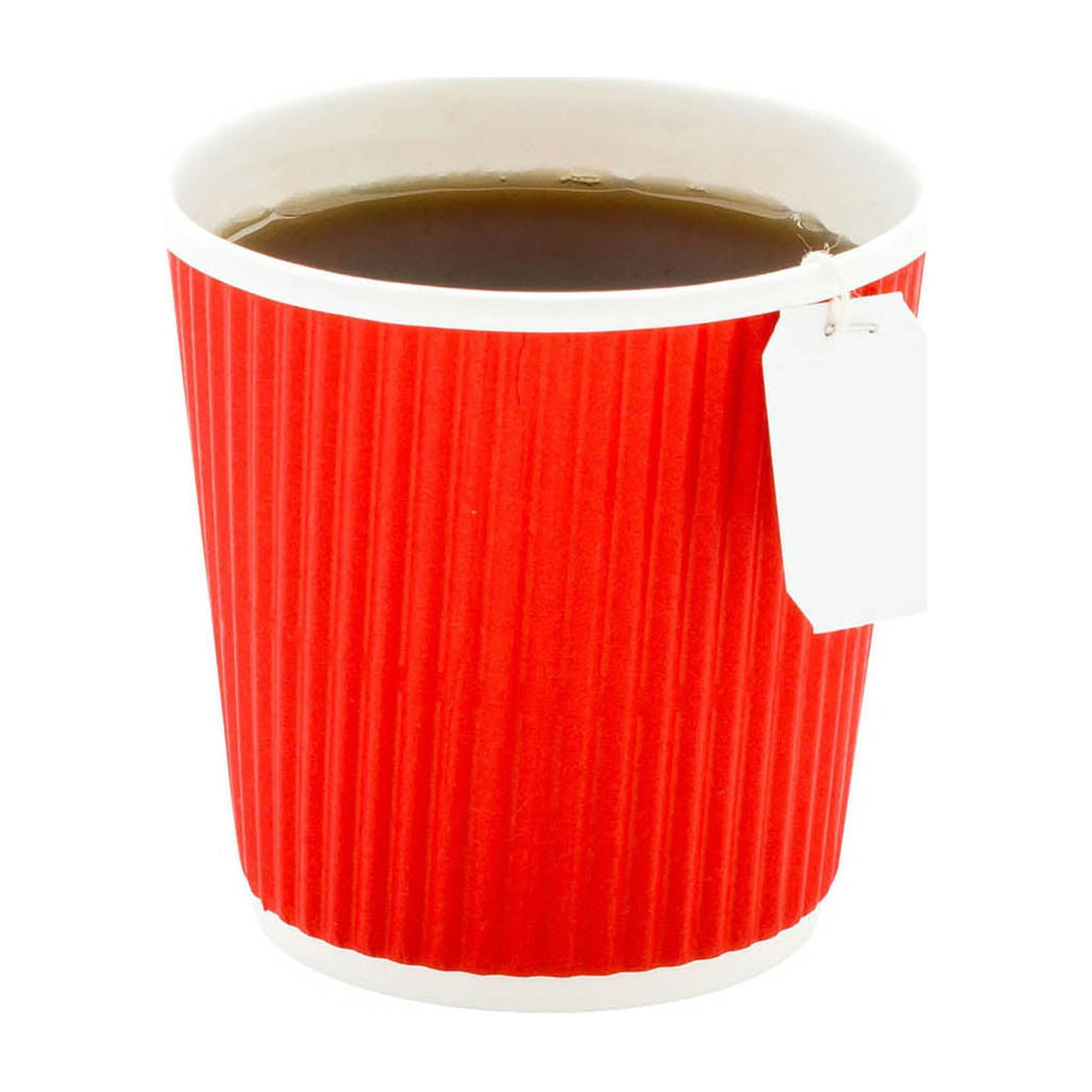 Restpresso 12 oz Red Paper Ripple Wall Coffee Cup - with White Lid