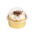 thumbnail image 1 of Pastry Tek 4 oz Round Gold Aluminum Baking Cup - with Plastic Dome Lid - 3 1/4" x 3 1/4" x 1 1/2" - 100 count box, 1 of 3