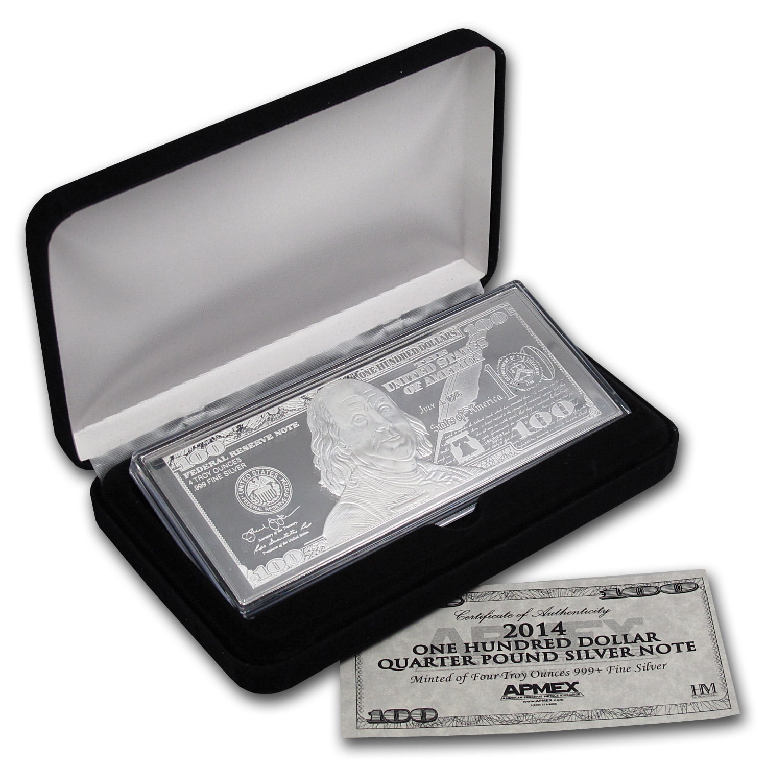 百十四銀行　松下電器　駿河銀行　貯金箱　まとめ売り Walmart 4 oz .999 Fine Silver Bar - 2014 $100 Bill Replica Bullion