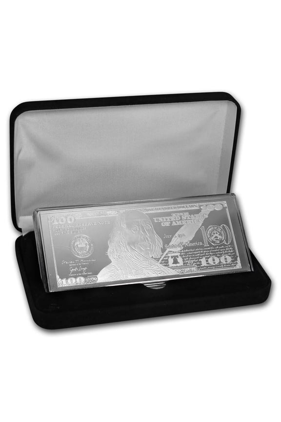 4 oz Silver Bar - 2019 $100 Bill (w/Box & COA)