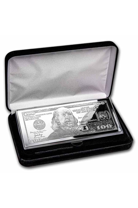 4 oz Silver Bar - 2022 $100 Bill (w/Box & COA)