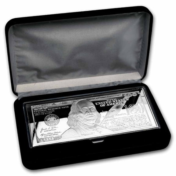 4 oz Silver Bar - 2025 $100 Bill (w/Box & COA)