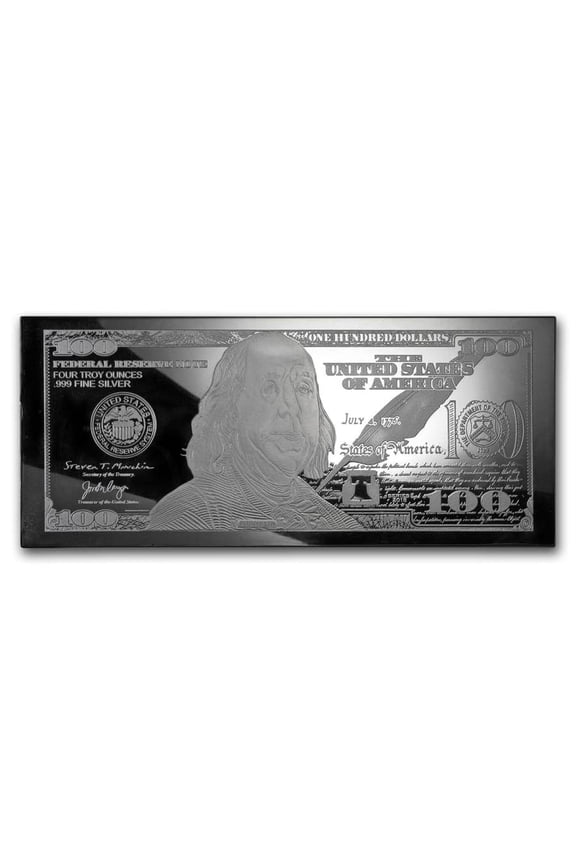 4 oz Silver Bar - Random Year $100 Bill (NO Box or COA)