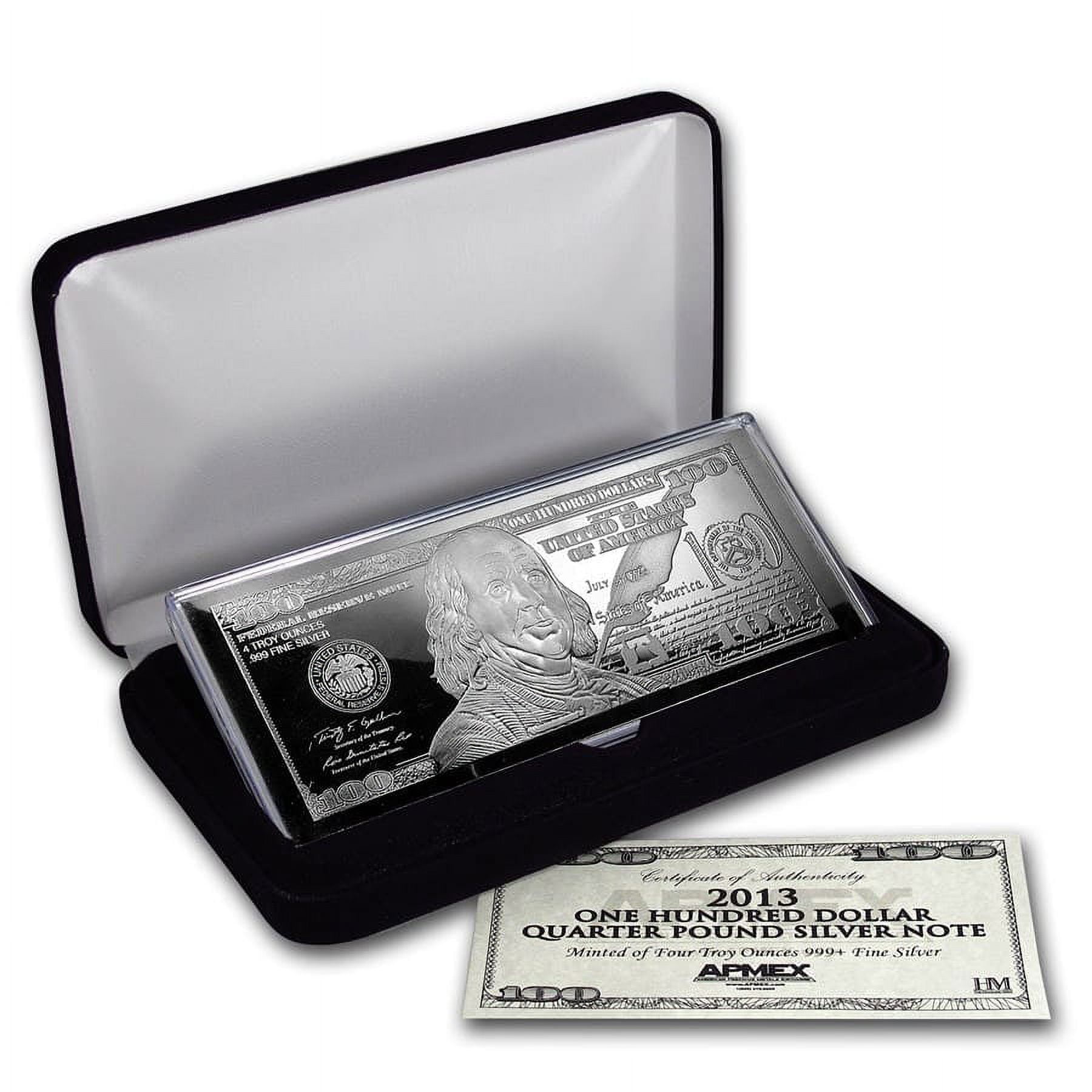 NOT SPECIFIED 4 oz Silver Bar - Random Year $100 Bill (w/Box & COA)