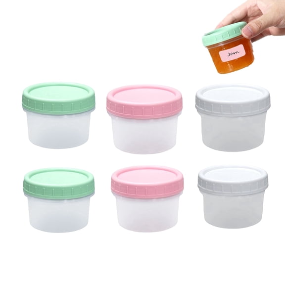 4 oz Small Plastic Containers with Twist on Lids [6 Sets], Stackable Little Food Storage Containers for Snack Lunch Meal Prep Salad Dressings, Freezer/Microwave/Dishwasher Safe, BPA Free