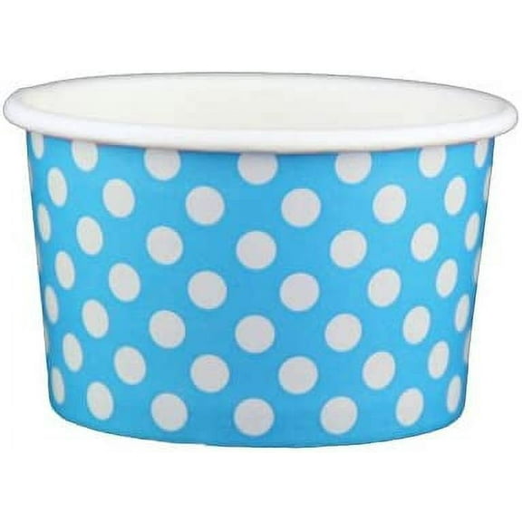 4 oz Stock-colored Yogurt Paper Cups - 1000 Count (Polka Blue)