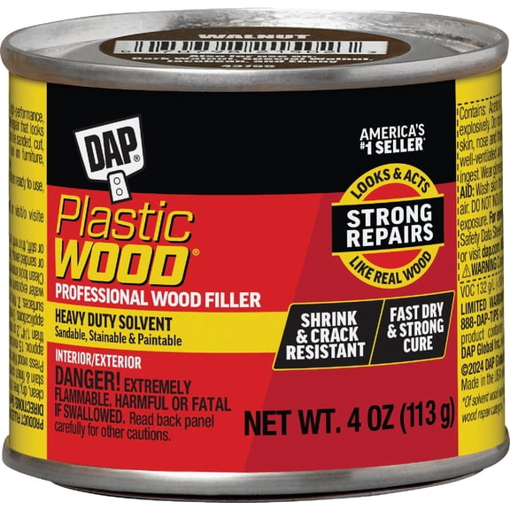 DAP Wood Filler Walnut - Solvent-Based, Putty Knife Included - 4 oz Brown