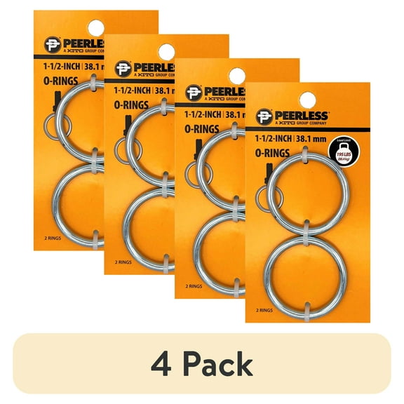 (4 pack) 1 1/2" Welded O-Rings, Steel, Peerless Chain Company, #4728038N, 2 Rings each Card