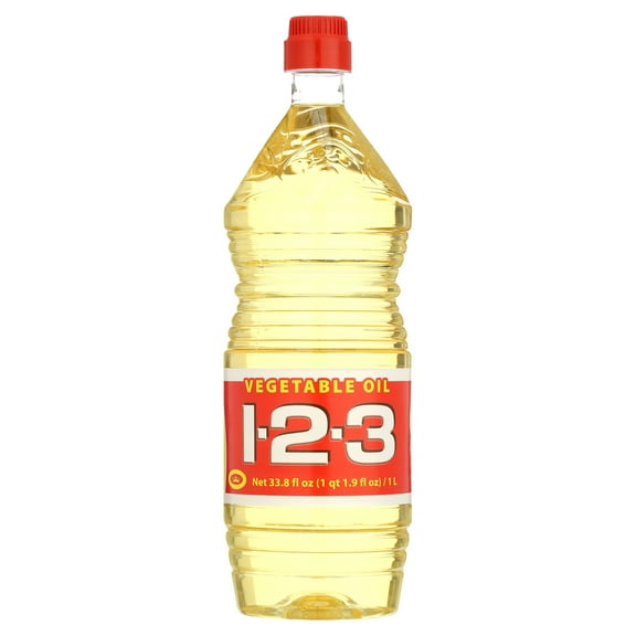 (4 pack) 1-2-3 Vegetable Oil, 33.8 fl oz Bottle