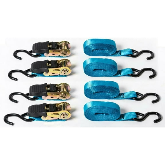 4 pack 1"x15' Blue Ratchet Tie-Down Straps f Motorcycle Kayak 1x15 1500lbs 680Kg