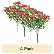 (4 pack) 13-inch Artificial Multi Heads Mini Flowers Pick, Hot Pink, 1pc, for Indoor Use, by Mainstays