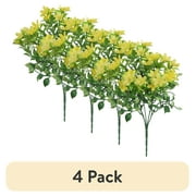 (4 pack) 13-inch Artificial Silk Yellow Multi Heads Mini Flowers Pick, for Indoor Use, by Mainstays