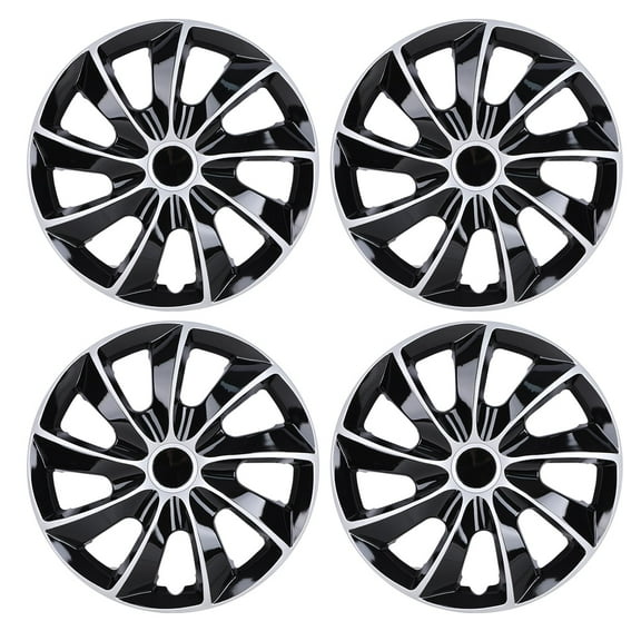 (4 Pack) 15 inch Wheel Rim Covers Fit R15 Tire,PP Material,Steel Rim,Snap on Car Truck SUV,Silver&Black Lacquer