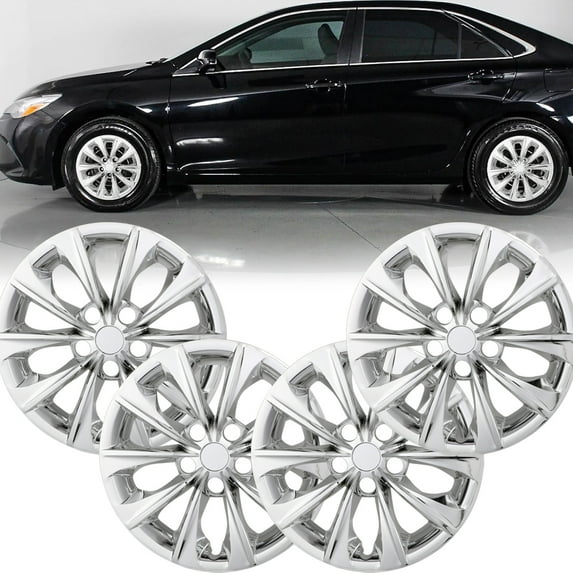 (4 Pack)16" Hubcaps Fits for Toyota Camry 2015 2016 2017,Wheel Rims Cover for Toyota Camry Hybrid 2015 2016 2017,Chrome