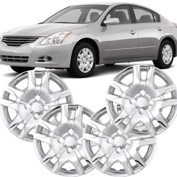 (4 Pack)16" Hubcaps Wheel Rim Covers 2007 2008 2009 2010 2011 2012 Nissan Sentra,Bolt on Installation,Chrome