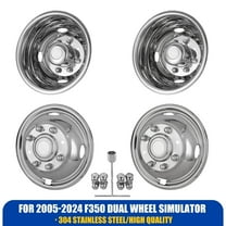 (4 Pack) 17" Set of 4 Fit for 2005-2024 ford F350 8 Lugs 4 Hand Holes Dually Wheel Simulators Over-The-Lug Mounting Style Stainless Material