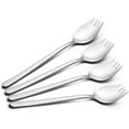 thumbnail image 1 of 4-pack 18/10 Stainless Steel Sporks 7.4 Inches Long Handle Dessert Spoons Ice Cream Spoons Salad Forks Flatware Set Reusable Fruit Appetizer Dessert Forks for Household Use or Camping, 1 of 7
