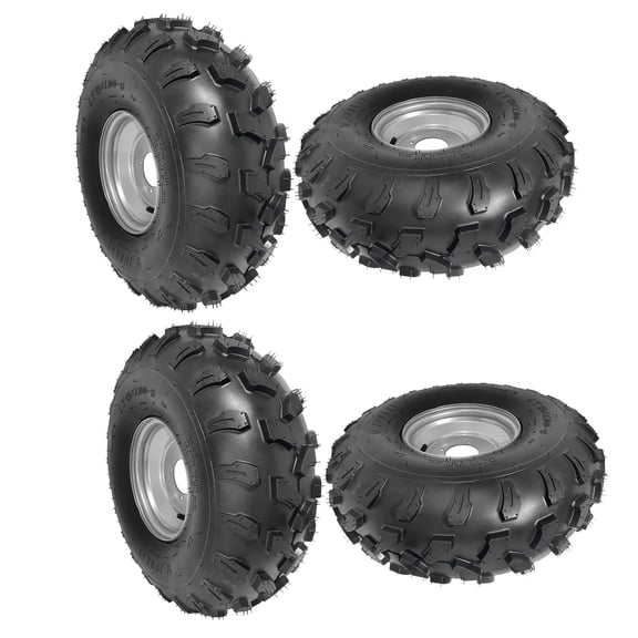 4 pack 19x7.00-8 19x7-8 19x7x8 ATV Go Kart Tire and Rim 4 Stud 88mm Bolt Pattern Tubeless Wheel Assembly 8 Inch for Quad UTV Golf Cart Buggy Drift Trike Mini Bike Lawn Mower 4 Wheeler