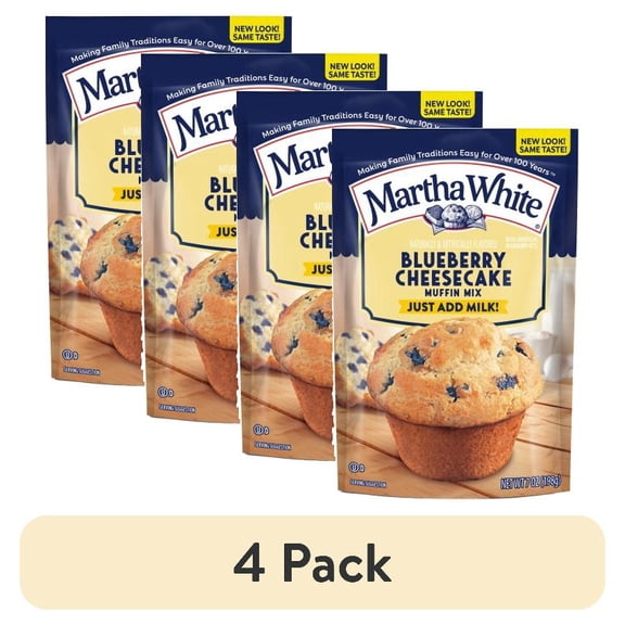 (4 pack) 2 Pack, 7 Oz Martha White Blueberry Cheesecake Muffin Mix,