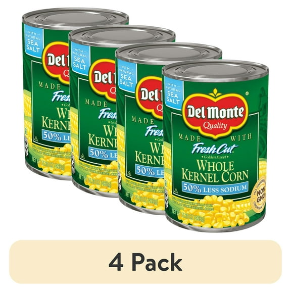 (4 pack) Del Monte Canned Fresh Cut Golden Kernel Corn, 15.25 Ounce Less Sodium 2000883 - Pack of 2