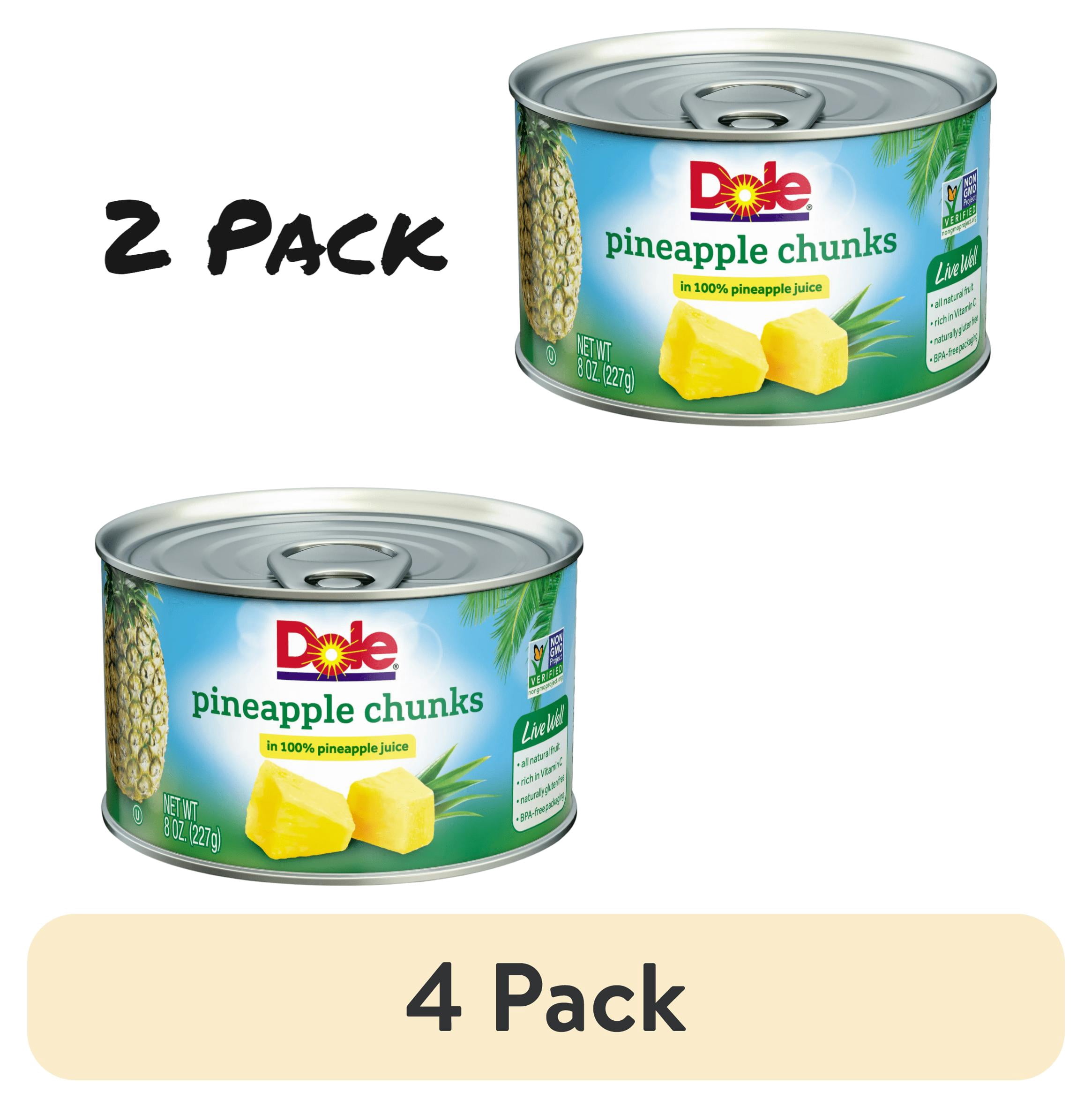 (4 pack) ( 2 Pack ) Dole Canned Pineapple Chunks in 100% Pineapple Juice, 8 oz Can