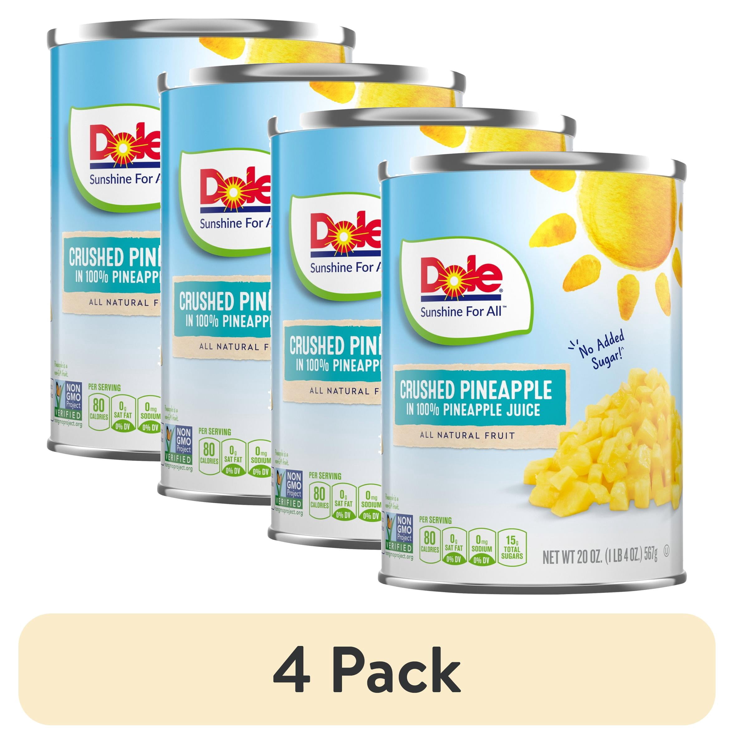 (4 pack) 2 Pack - Dole Pineapple Crushed In 100% Pineapple Juice 20 oz Package May Vary
