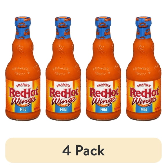 (4 pack) ( 2 Pack ) Frank's RedHot Red Hot Mild Wings Sauce, 12 Fl Oz