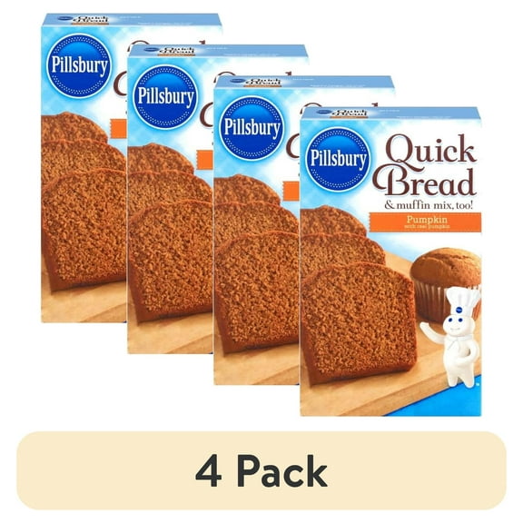 (4 pack) ( 2 Pack ) Pillsbury Pumpkin Quick Bread and Muffin Mix, 14 Oz Box