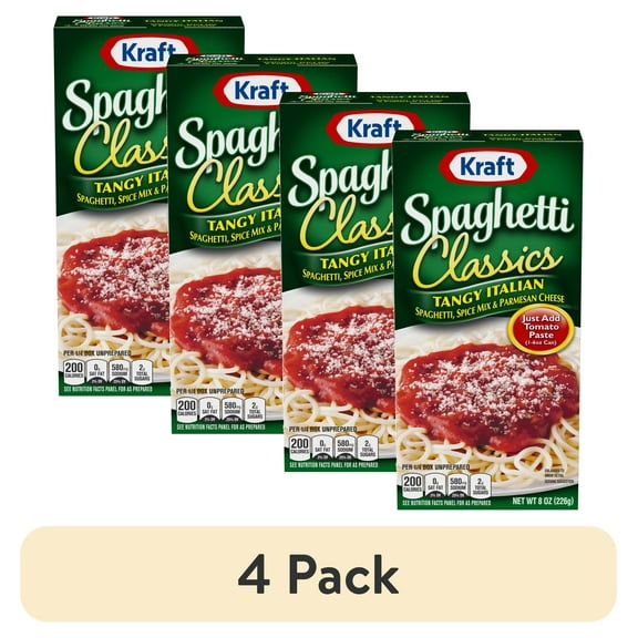 (4 pack) 2-Packs-Kraft Spaghetti Classics Tangy Italian Spaghetti, Spices, & Parmesean Cheese Meal Mix, 8 oz Box