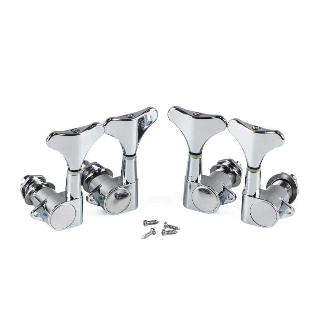 4 pack（2 left+2 right）Full Sealed Bass Tuners Tuning Keys Pegs Machine Heads Set with Y-Style Button, Guitar Machine Heads Knobs 4-piece bass tuning pegs for 4-string bas