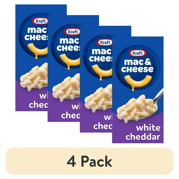 (4 pack) Pack of 2 Kraft White Cheddar Mac & Cheese Macaroni and Cheese Dinner Pasta Shells, 7.3 oz Box