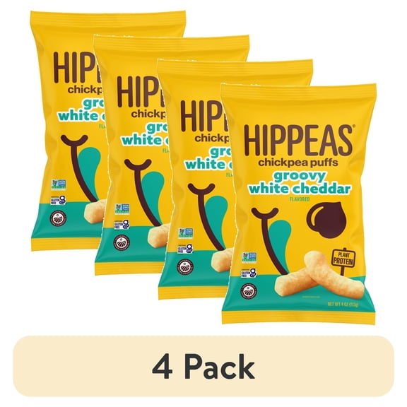 (4 pack) Pack Of 2 Hippeas Chickpea Puffs - Groovy White Cheddar, 4 oz (Package May Vary)