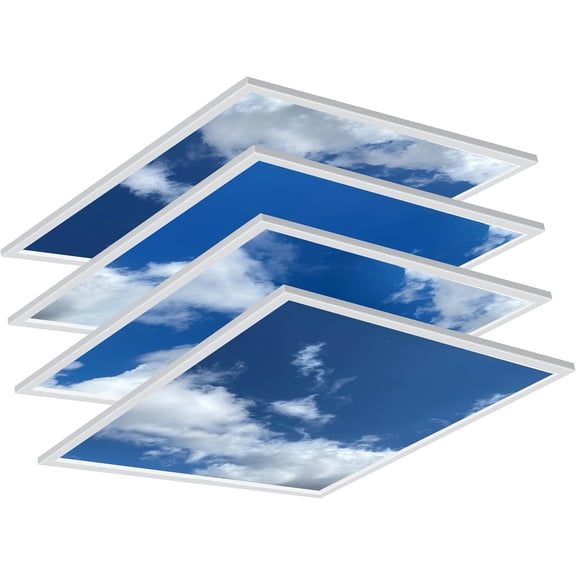 Nothing But Leds LED Flat Panel Drop Ceiling Fixture Sky Cloud Design 7000 lm 6000K Dimmable 4-Pack 2x2 ft