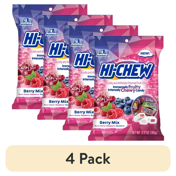 (4 pack) 3.17oz HI-CHEW Berry Mix Peg Bag