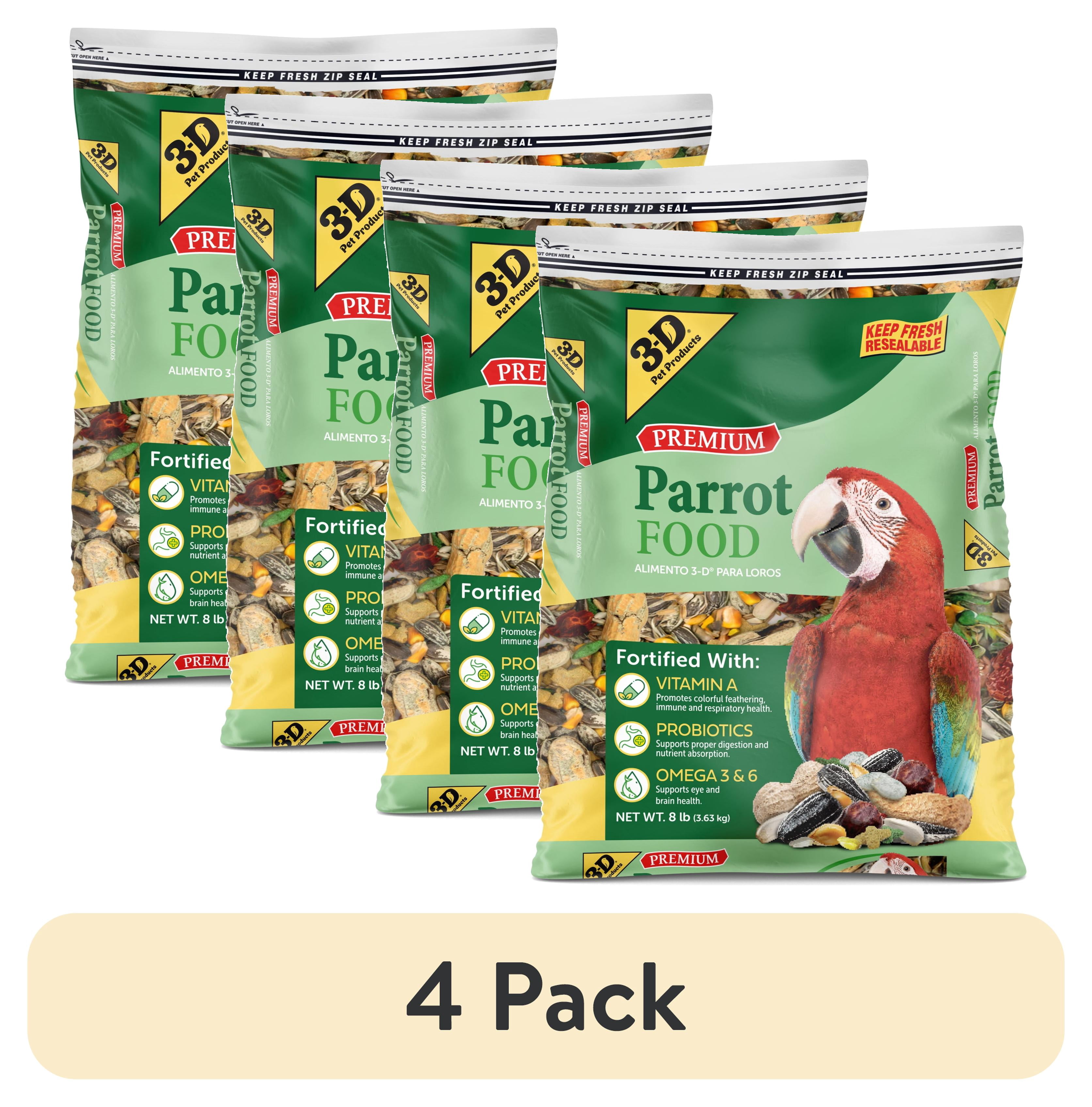 3-D Pet Products Premium Parrot Bird Food Seeds, with Probiotics
