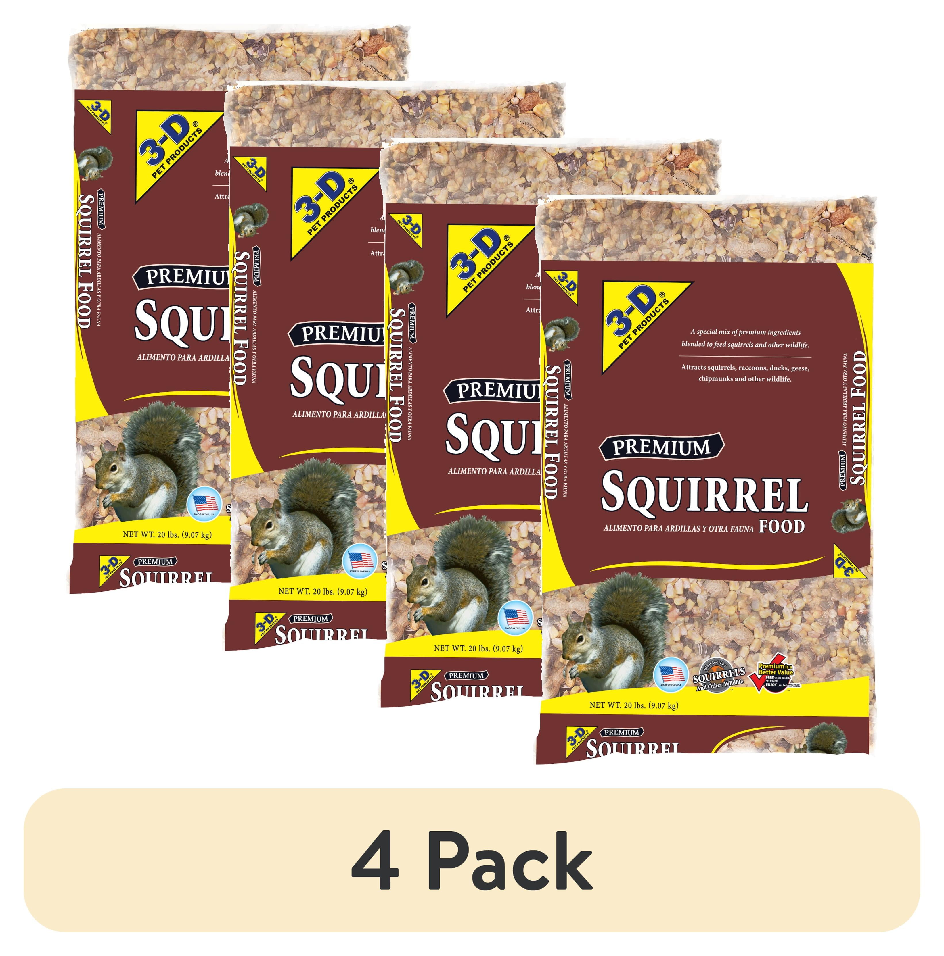 (4 pack) 3-D Pet Products Premium Squirrel and Wildlife Food, 20 lb., Dry, 1 Pack