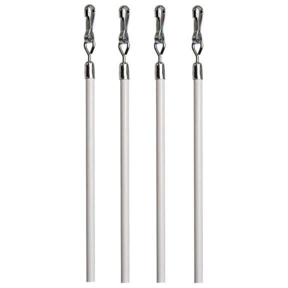 - 4 pack 30 inch - Universal Drapery Pull Rod White Curtain Wand for Easier Opening and Back (White Metal Fling, 30") #0304