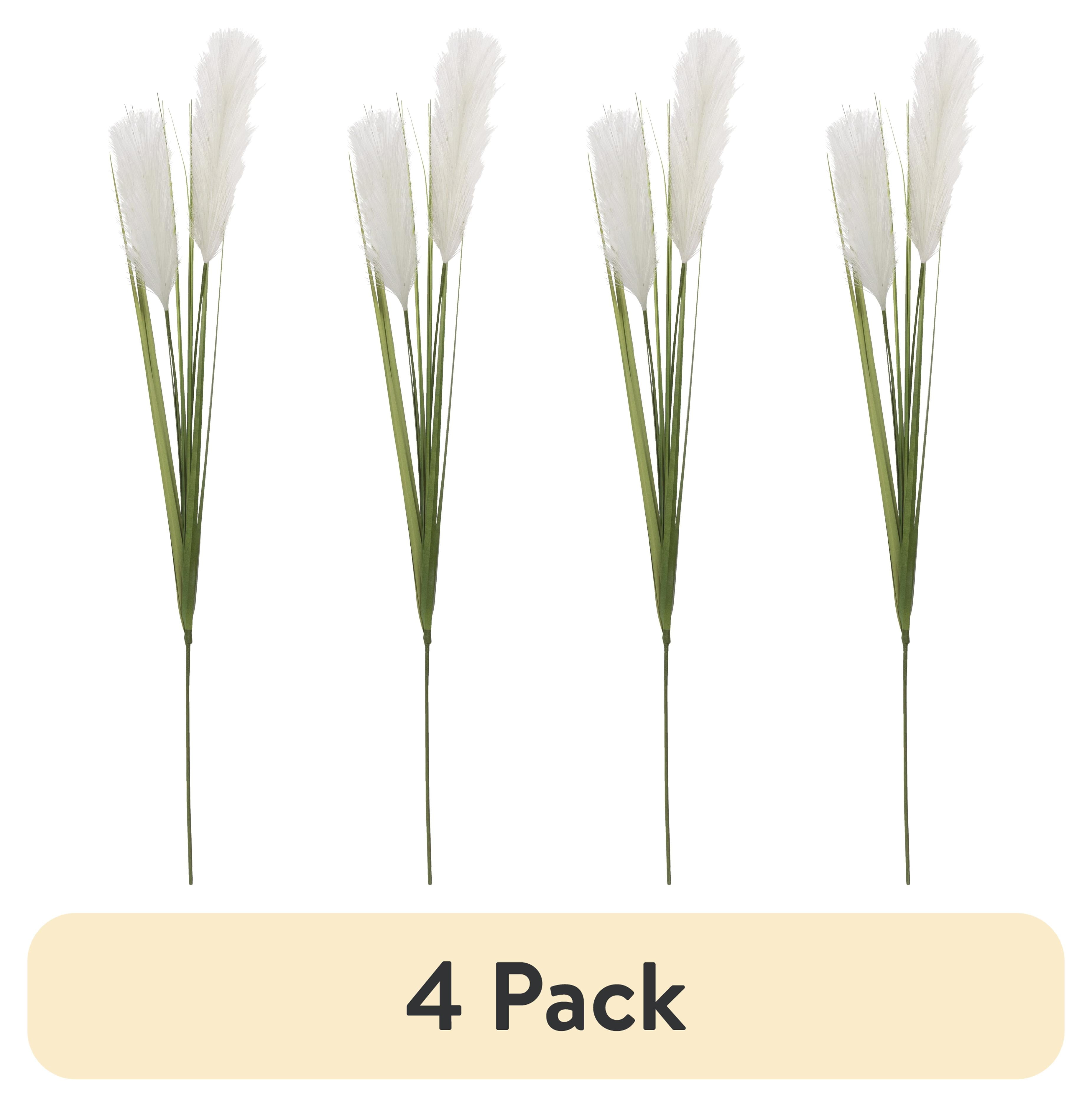 (4 pack) 31-inch Artificial Feather Reed Grass Pampas Grass Long Stem, Cream, for Indoor Use, by Mainstays