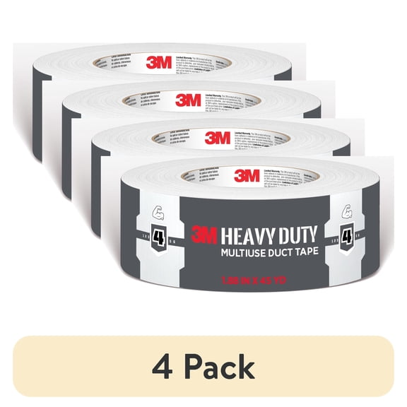 (4 pack) 3M Heavy Duty White Duct Tape, 1.88 in. x 45 yd., 1 Roll