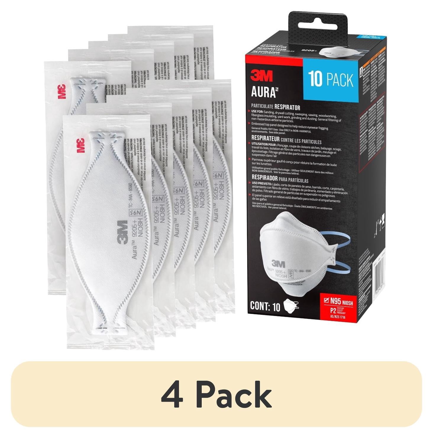 (4 pack) 3M N95 Aura Particulate Respirator 9205+, 10 Pack