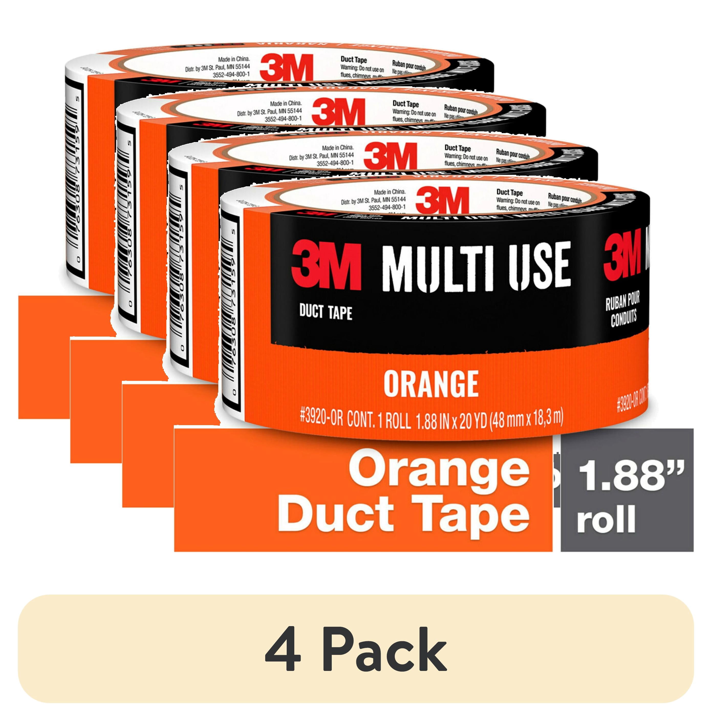 (4 pack) 3M Duct Tape, Orange, Multi Use, 1.88 in x 20 yd, 1 Roll