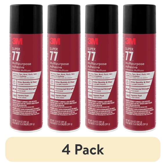 (4 pack) 3M Super 77 Multipurpose Adhesive, 13.8 oz