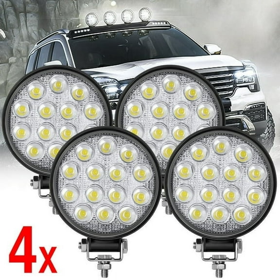 AUTOXBERT 4.4" Round LED Fog Light fits Tractor ATV Truck, 4 Pack, 12V, 30W, 3000LM, 6000K