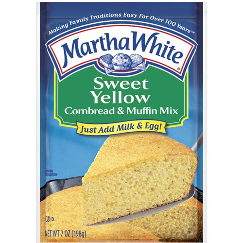 (4 pack) Martha White Sweet Yellow Cornbread Mix, 7 oz Pouch