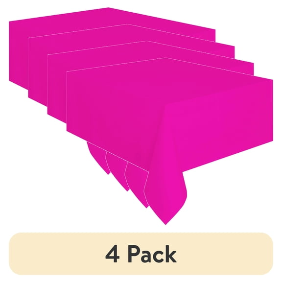 (4 pack) Way To Celebrate Plastic Rectangular Table Covers, Pink, 54 in x 108 in, 3 Count