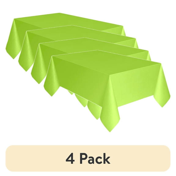 (4 pack) Way To Celebrate Rectangular Plastic Table Covers, Green, 54 in x 108 in, 3 Count