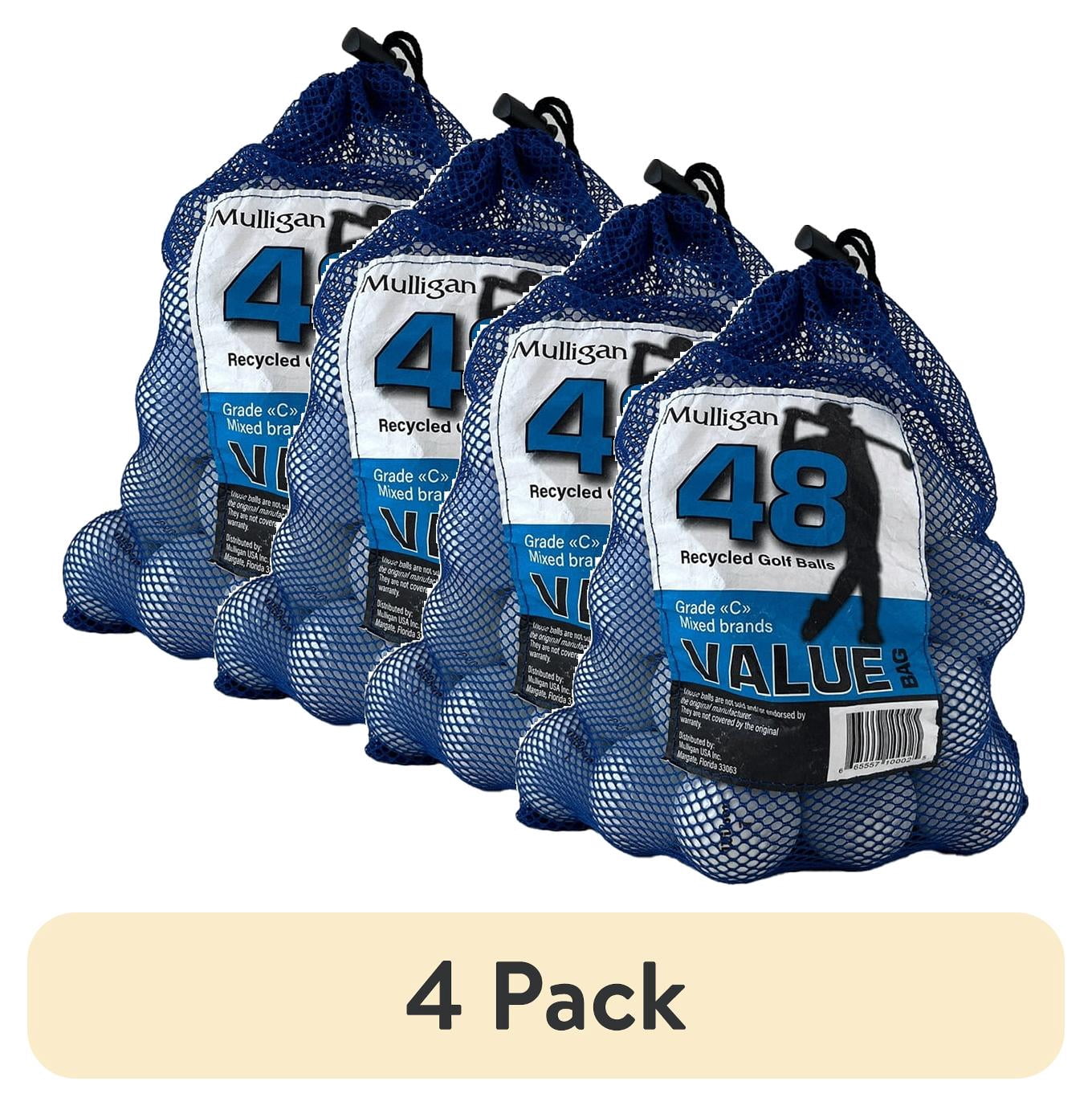 (4 pack) 48 Mixed Brands Used Recycled White Golf Balls, by Mulligan